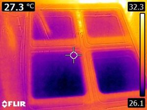 Thermal Image of hornworm rearing container 1 (26.1 to 32.3 C)